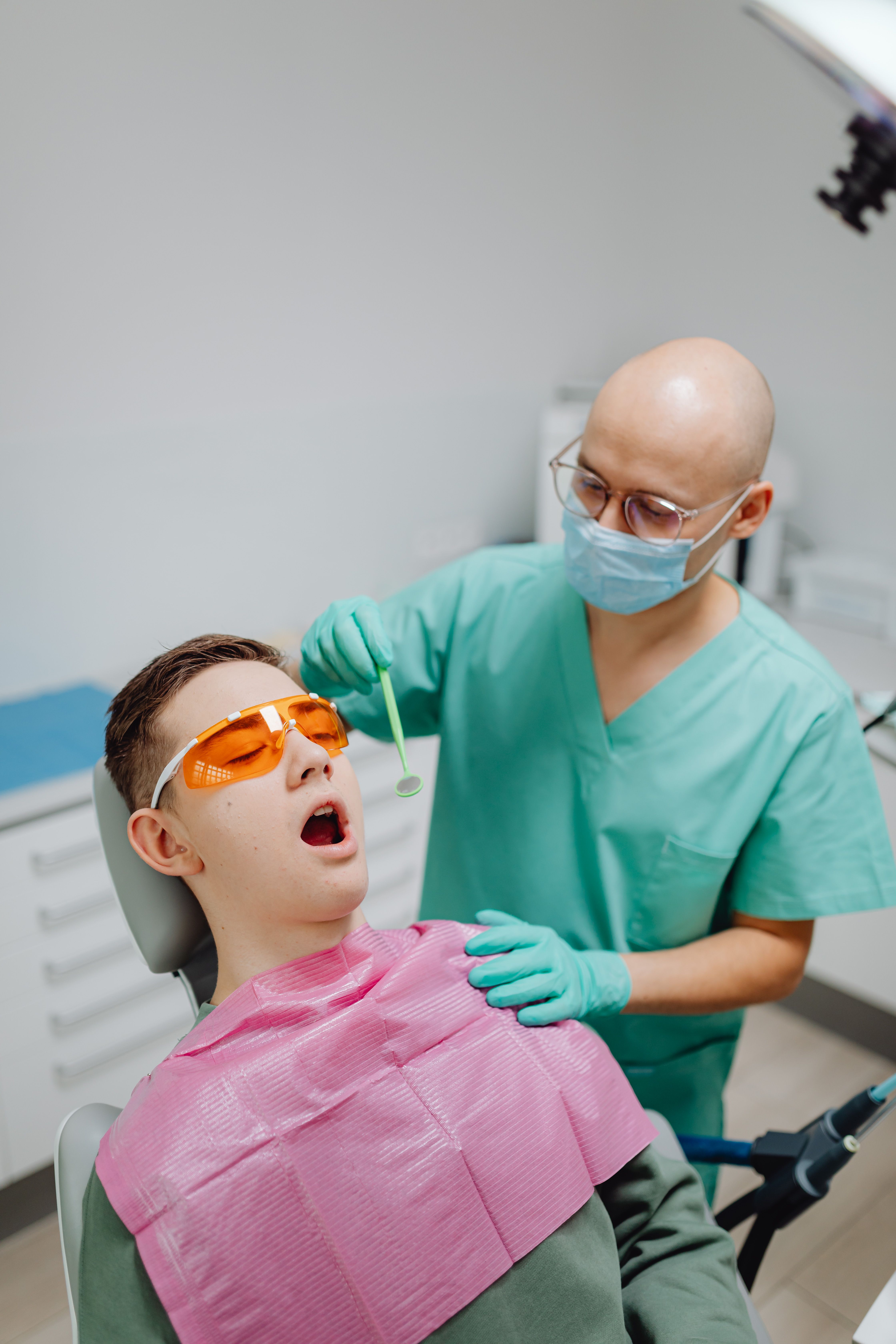 Dentist performing a general check-up